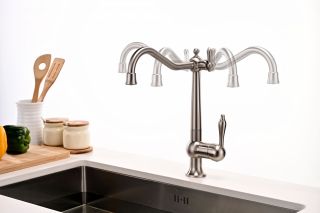 Смеситель для кухни Paulmark Retro Re213226-NI никель